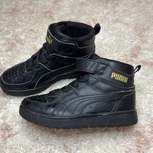 Puma Kids Black and Gold High-Top Sneakers